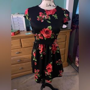 B. Darlin Black Dress With Red Roses